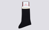 Mens Top Stripe Sock | Burgundy and Black Cotton | Grenson - Main View