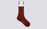 Mens Top Stripe Sock | Brown Cotton | Grenson - Full View