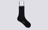Mens Top Stripe Sock | Grey and Black Cotton | Grenson - Full View