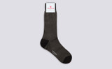 Mens Stripe Sock | Brown Wool | Grenson - Full View