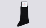 Mens Weave Block Sock | Black Wool | Grenson - Main View