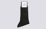 Mens Dot Stripe Sock | Green Cotton | Grenson - Main View