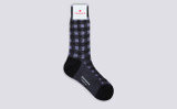 Womens Checker Sock | Lilac Wool | Grenson - Full View
