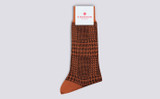 Womens Glitter Sock | Houndstooth Tan Wool | Grenson - Main View