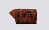 Womens Glitter Sock | Houndstooth Tan Wool | Grenson - Rolled View
