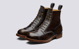 Grenson Shoe 9 in Brown Hi Shine Leather - 3 Quarter View