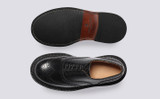Dominic | Mens Brogues in Black with Triple Welt | Grenson  - Top and Sole View