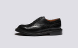 Dominic | Mens Brogues in Black with Triple Welt | Grenson  - Side View