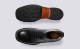 Walton | Mens Derby Boots in Black Leather | Grenson - Top and Sole View