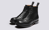 Walton | Mens Derby Boots in Black Leather | Grenson - Main View