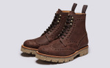 Fred | Mens Brogue Boots in Brown Natural Grain | Grenson - Main View