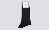 Mens Chunky Wool Sock | Navy Wool | Grenson - Main View