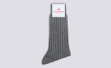 Mens Chunky Wool Sock | Grey Wool | Grenson - Main View