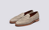 Floyd | Mens Loafers in Stone Natural Grain Nubuck | Grenson - Main View
