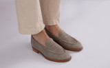 Floyd | Mens Loafers in Stone Natural Grain Nubuck | Grenson - Lifestyle View