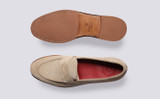 Floyd | Mens Loafers in Beige Suede | Grenson - Top and Sole View