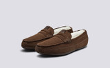 Sly | Men's Slippers in Cigar Suede | Grenson - Main View