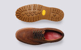 Archie WP | Mens Brogues Dark Tan Waterproof | Grenson - Top and Sole View