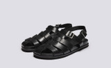 Quinton | Mens Sandals in Black Leather | Grenson - Main View