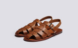 Quincy | Mens Sandals in Tan Printed Nubuck | Grenson - Main View