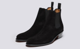 Marco | Mens Chelsea Boot in Black Suede with Heel | Grenson - Main View