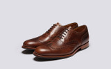 Dylan | Mens Brogues in Brown Gloss Leather | Grenson - Main View