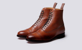 Grenson Balmoral in Brown Calf Leather - 3 Quarter View