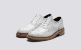 Grenson Rose in White Scotch Grain Leather - 3 Quarter View
