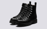 Grenson Nanette in Black Colorado Leather/Shearling - 3 Quarter View