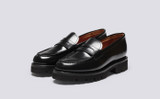 Philippa | Womens Loafer in Black Hi Shine Leather | Grenson - Main View