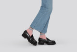 Philippa | Womens Loafer in Black Hi Shine Leather | Grenson - Lifestyle View 2