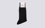 Grenson Rib Socks in Black Cotton - 3 Quarter View