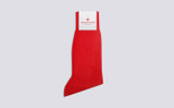 Grenson Rib Socks in Red Cotton - 3 Quarter View