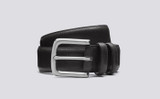 Grenson Casual Belt in Black Leather - 3 Quarter View