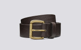 Grenson Jeans Belt Burnt Oak Pebble Grain Leather - 3 Quarter View