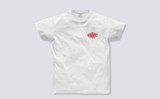 Grenson Box T-Shirt in White Cotton - 3 Quarter View