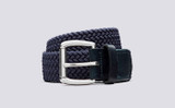 Grenson Woven Elastic Belt in Blue - 3 Quarter View