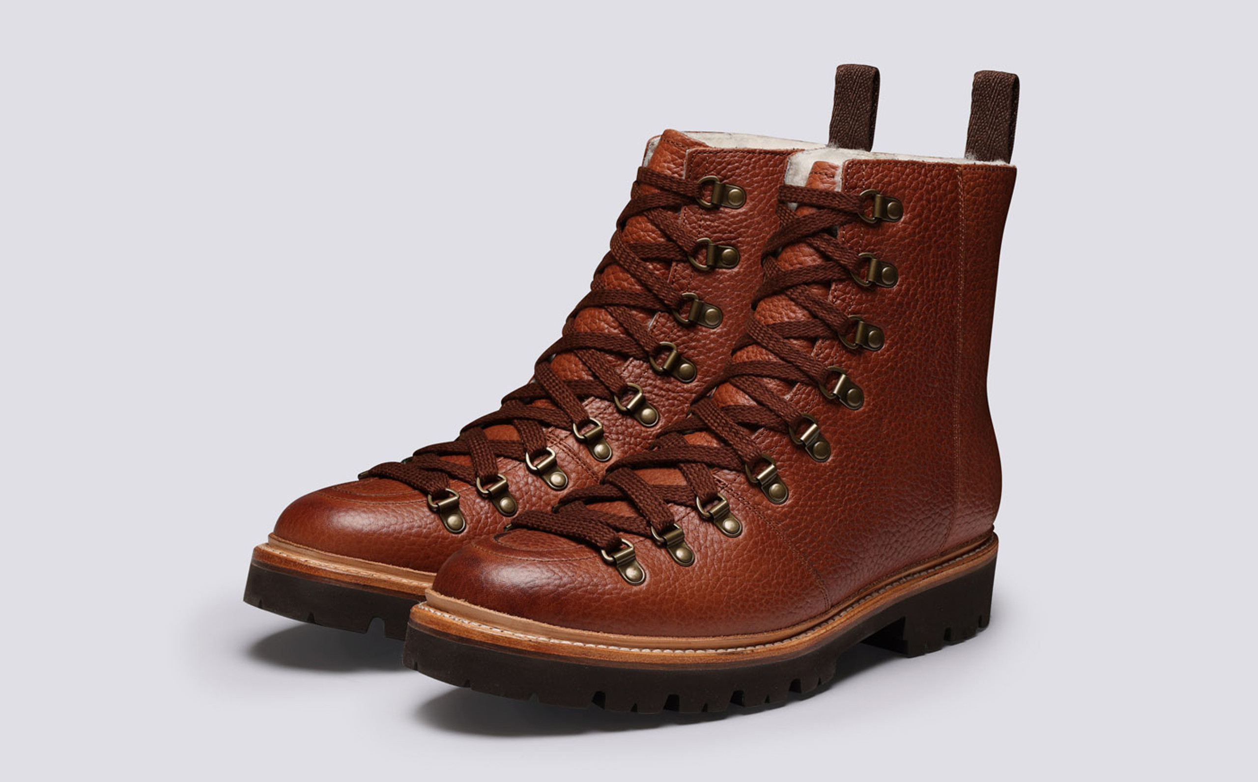 Brady | Mens Hiker Boots in Tan Leather on Commando Sole | Grenson Shoes
