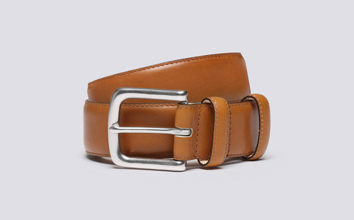 Grenson Casual Belt in Tan Leather - 3 Quarter View