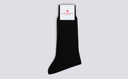 Womens Socks | 100% Recycled Socks in Black | Grenson - Folded View