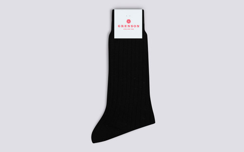 Mens Socks | 100% Recycled Socks in Black | Grenson - Folded View
