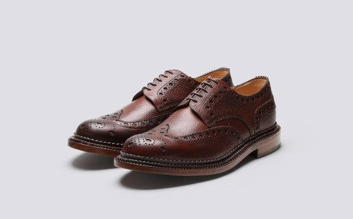 Grenson Archie in Brown Grain Calf Leather - 3 Quarter View