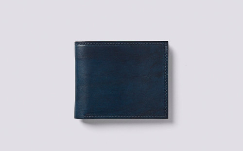 Bi-Fold Wallet in Midnight Handpainted Leather | Grenson - Main View