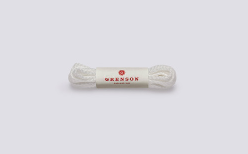 Flat Boot Laces | White Unisex Boot Laces 110cm | Grenson - Full View