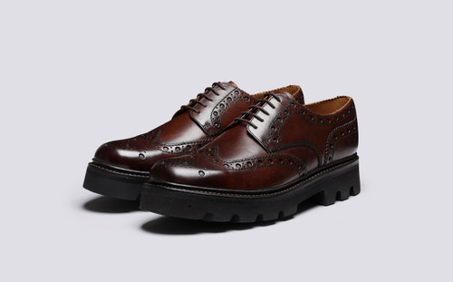 Archie | Mens Brogues in Brown Handpainted Leather | Grenson - Main View