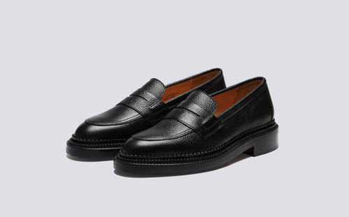 Bartlett | Loafers for Men in Black Grain Leather | Grenson - Main View