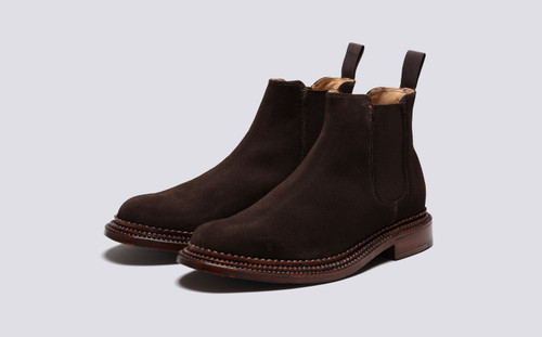 Christopher | Mens Chelsea Boots in Brown Suede | Grenson - Main View
