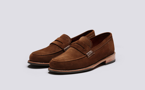 Jago | Mens Loafers in Brown Suede on Split Sole | Grenson - Main View