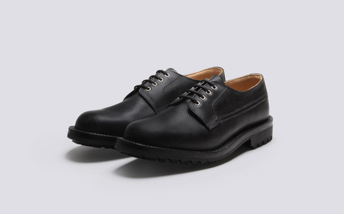 Grenson Victor in Black Russia Grain Leather - 3 Quarter View