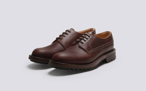 Grenson Victor in Brown Russia Grain Leather - 3 Quarter View